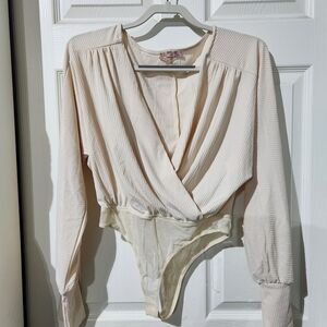 Elegant Cream Long Sleeve Women's Bodysuit